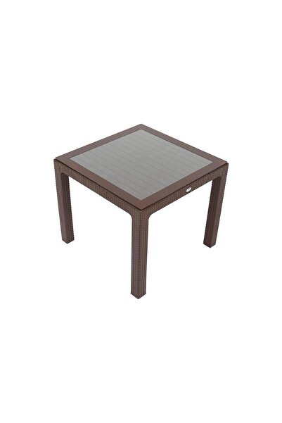 Mandella 90x90 Elit Rattan Masa (Camlı) KAHVERENGİ