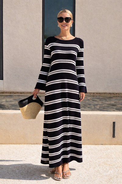 Lijuri Плетена рокля с испански ръкав без гръб 2848