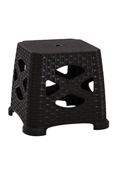 Mandella Sağlam Plastik Elit Rattan Küçük Tabure (6 Adet) Kahverengi