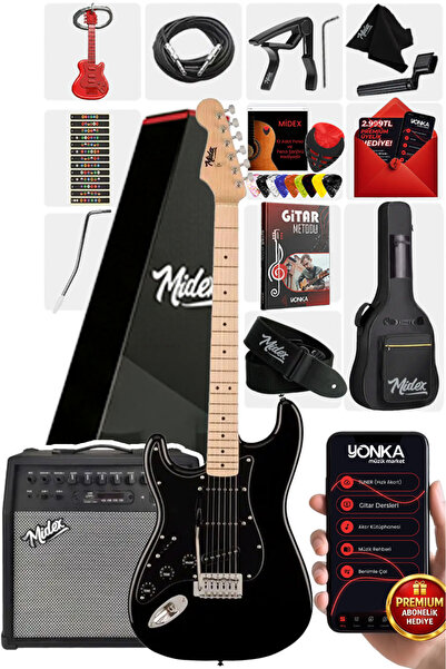 Midex RPH-31BK-50AMP Solak Elektro Gitar 50W Amfili Full Set