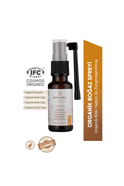 Bioterra Organik Propolis Kekik Karanfil Boğaz Spreyi 20 ml