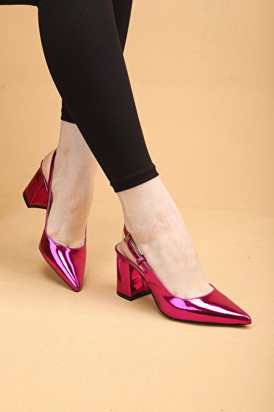 Nilsa Shoes Γυναικεία βραδινά παπούτσια με χοντρό τακούνι και αγκράφα, ψηλοτά...