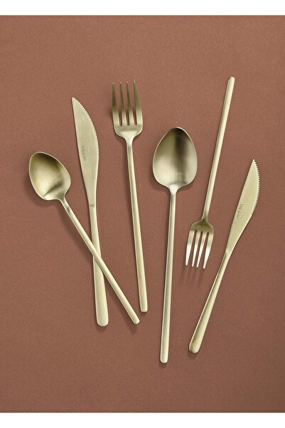 The Mia Giallo Çatal Kaşık Bıçak Takımı Mat Gold 36 Parça