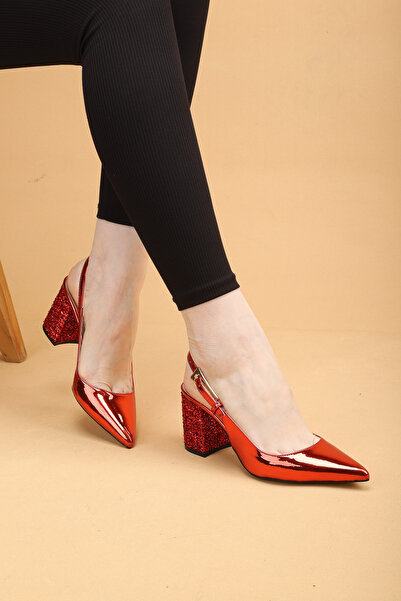 Nilsa Shoes Γυναικεία βραδινά παπούτσια με χοντρό τακούνι και αγκράφα, ψηλοτά...