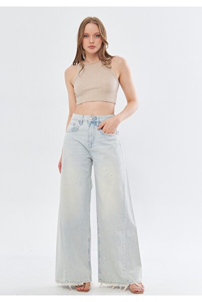 cracpot TREND Paça Yıpratmalı Süper Wideleg Jean