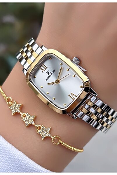 Daniel Klein Çelik Kadın Kol Saati Su Geçirmez Gold Gümüş Renk Hediye Bilekli...