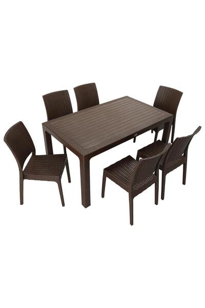 Mandella Elit Rattan 90x150 Elit Sandalye Masa Takımı KAHVERENGİ