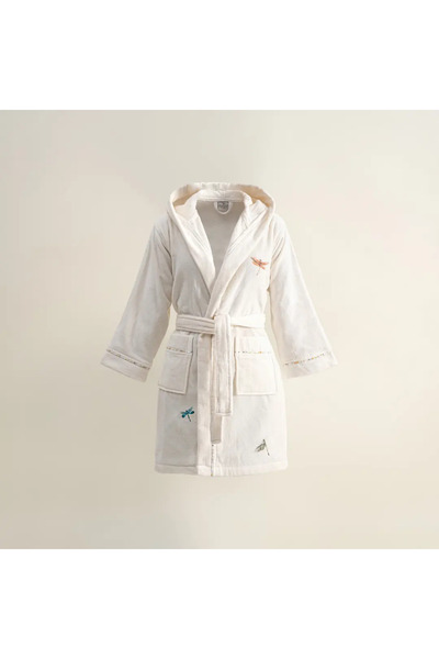 Ecocotton Nina Girl's kućni ogrtač 100% Organski pamuk Vezena krem-žuta