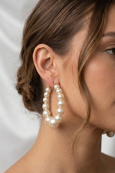 PETEK AKSESUAR Incili Halka Küpe