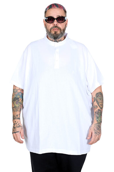 ModeXL Men's T-shirt - Mode XL, Plus Size, Button-Down, Prevailing Collar, Wh...
