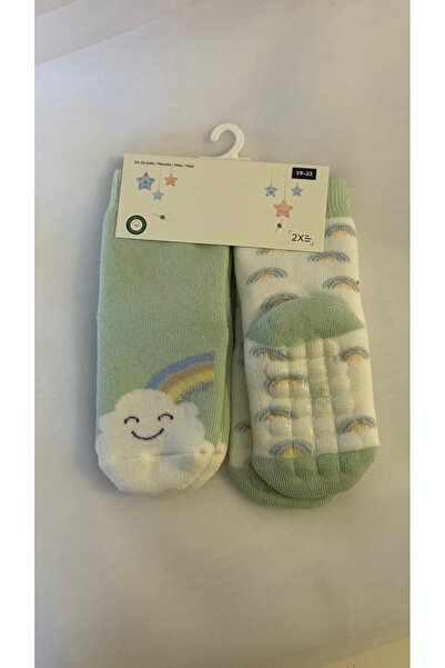 BRIDEIST WEDDING CO Organic Cotton Baby Socks Set of 2 |   Non-Slip Sole 12-2...