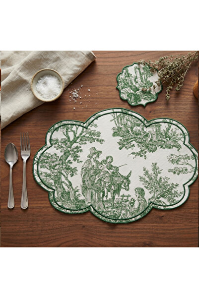 Solterra Design 2 Kişilik Bulut ,Nakışlı Fransız Köylü 4 Parça Servis Takımı ...