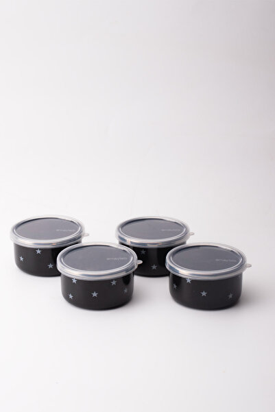 EMAYlab Star Enamel 4-Piece Bowl with Lid, Snack Bowl, Breakfast Bowl, Jam Bo...