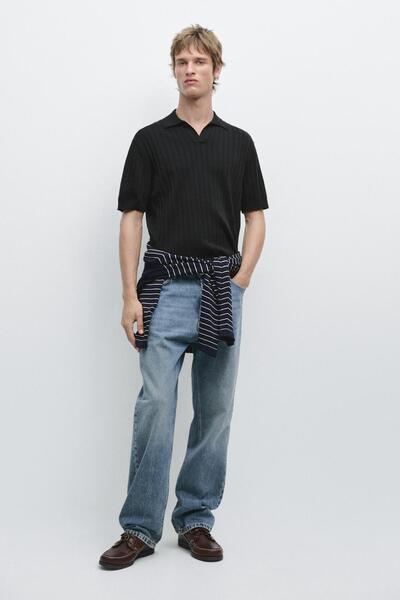 Massimo Dutti Saç örgülü polo yaka kazak