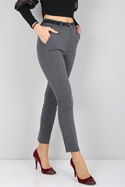 Canseven Fashion Ženske Visok struk pencil kroj duge tkanine, sive pantalone