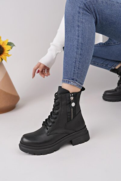 Mammamia D25Kb 1600 Black Genuine Leather Women's Boots