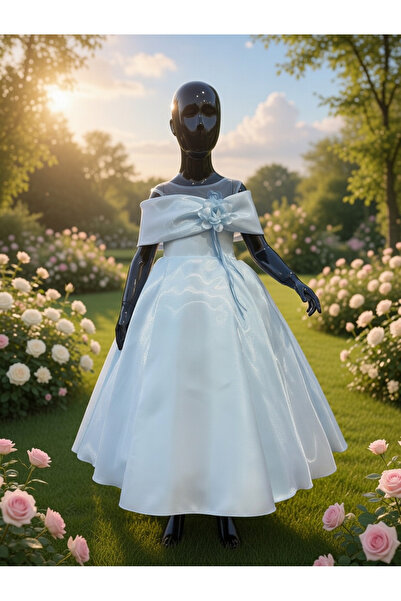 BİLGEN Style Girl's Tulle Flower Detailed Wedding Dress