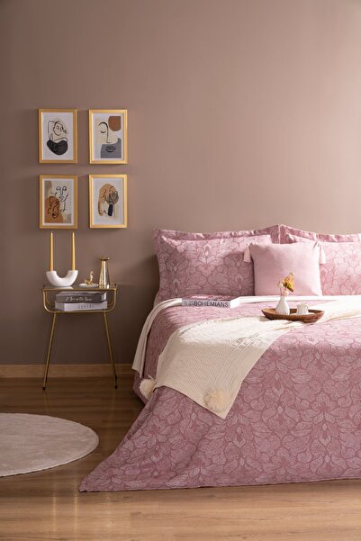 Odamoda Mia Çift Kişilik Yatak Örtüsü Takımı Pembe Günlük Çok Amaçlı Pike Ört...