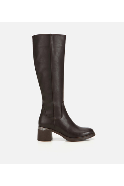 Hotiç Kadın Kahverengi Metal Detaylı Topuklu Çizme