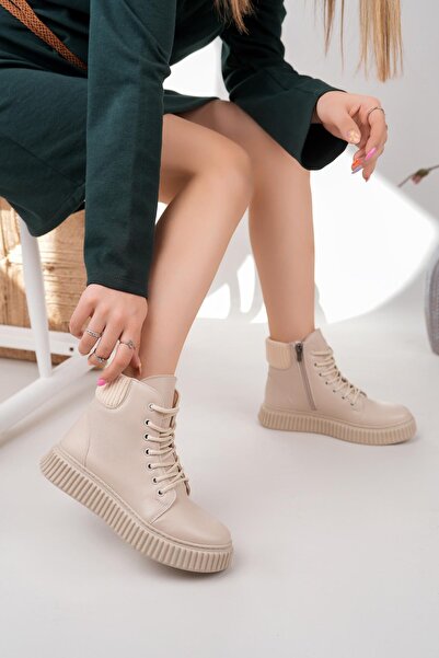 Genel Markalar Nesil Shoes Ermod 401 Bej Kadın Postal Bot