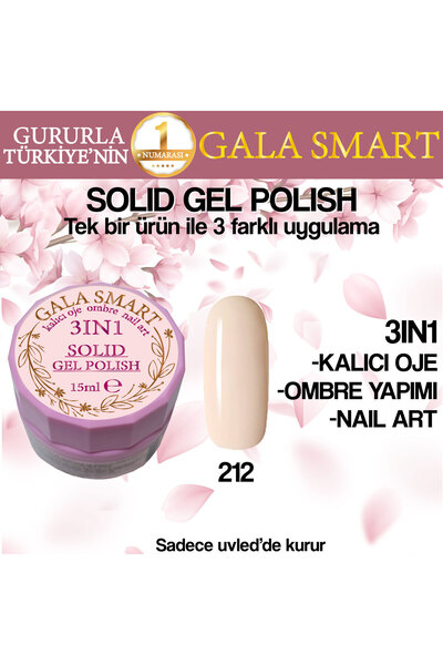 gala smart Kalıcı Oje Yeni Nesil Solid Gel Polish 3 in 1 NO:212