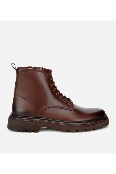 Hotiç Erkek Deri Kahverengi Fermuarlı Kalın Tabanlı Casual Bot