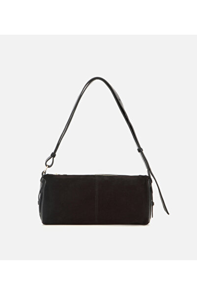 Hotiç Kadın Süet Deri Siyah Bowling Omuz Çantası