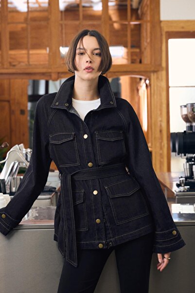 Bershka Kemerli denim ceket