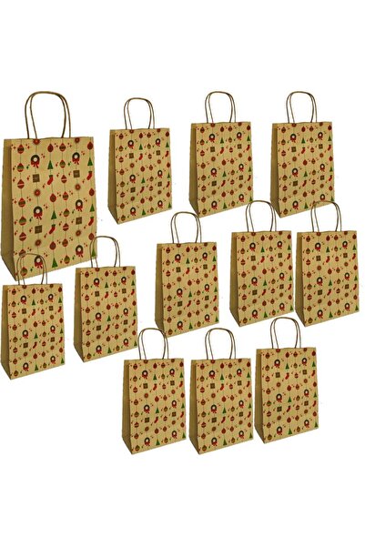 partidolu cu curele Pungă cadou de Crăciun Kraft geantă sì 21x15 cm 12 bucăți...