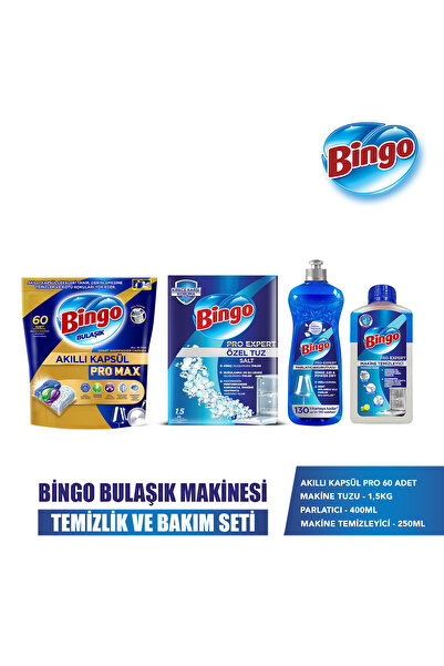 Bingo Akıllı Kapsül Pro Bulaşık Makinesi Deterjanı Tableti 60'lı+Makine Temiz...