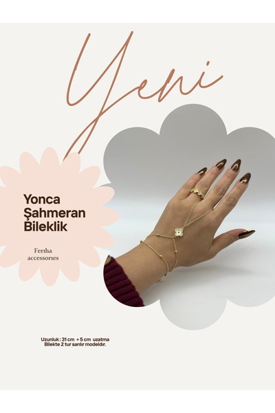 FERİHA DESING Çelik Yonca Şahmeran Bileklik – Sarı & Gümüş – Ayarlanabilir