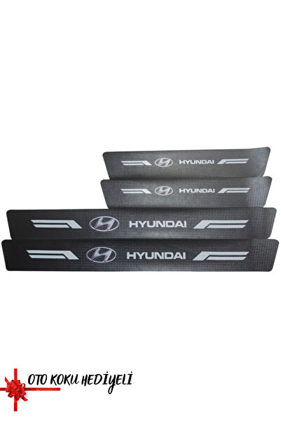 Buscarpone Hyundai Logolu Karbon Kapı Eşiği Koruyucu Bant Folyo 4'lü Set
