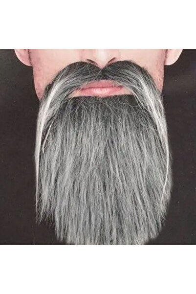 partidolu Kırçıllı Siyah Beyaz Yaşlı Top Sakal ve Bıyık Seti Yapışkanlı hallo...