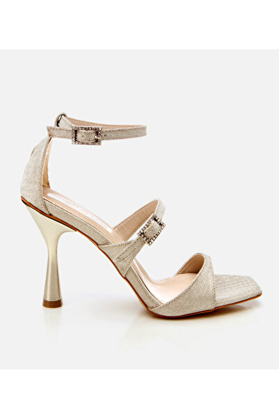 Hotiç Γυναικείο βραδινό φόρεμα Gold Glitter Σανδάλια με τακούνι