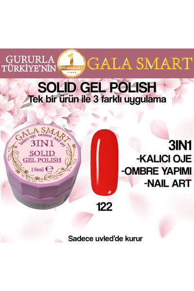 gala smart Kalıcı Oje Yeni Nesil Solid Gel Polish 3 in 1 NO:122