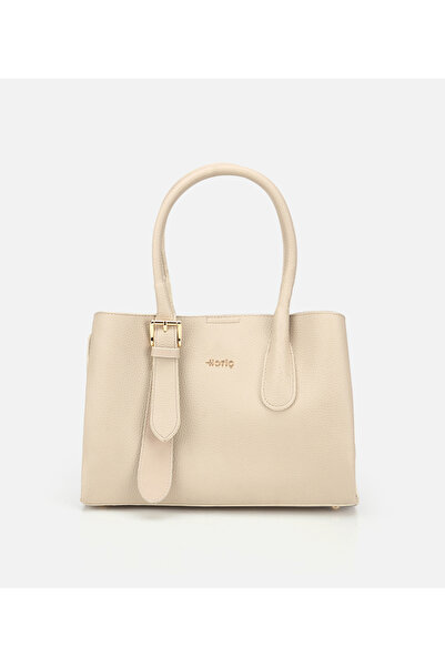 Hotiç Kadın Bej Kemer Detaylı Omuz Çantası