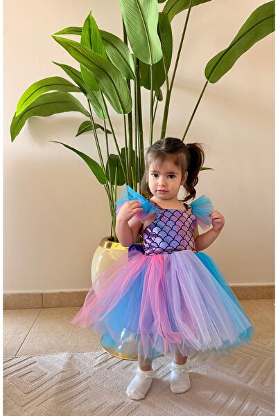 Pera Κοριτσίστικο φόρεμα με στολή γοργόνας με φούστα τούτου, μωβ μπλε ροζ, φό...