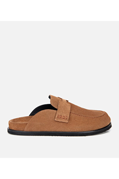 Hotiç Erkek Süet Taba Kahverengi Düz Terlik