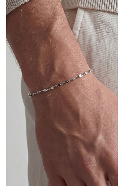 FRNCH 925 Ayar Gümüş İtalyan Model Gümüş Renk Erkek Bileklik FRJ12465-3465-A