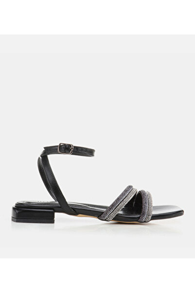 Hotiç Γυναικεία Μαύρα Flat Σανδάλια