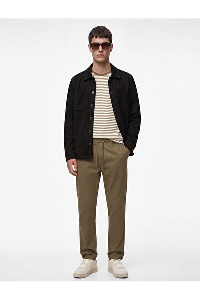 Koton Regular Fit Cotton Pocket Gabardine Trousers with Lace-Up Waist