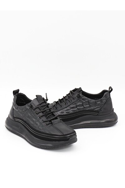 Guja 23K504 Siyah Hakiki Deri Air Taban Erkek Sneakers