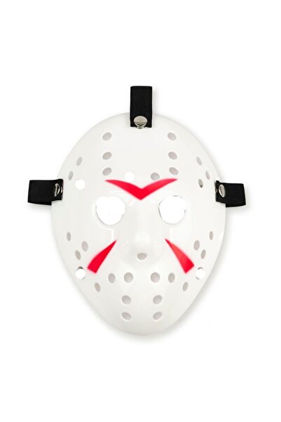 partidolu Halloween Jason Voorhees Hockey Hokey Maskesi Yetişkin Beyaz Renk