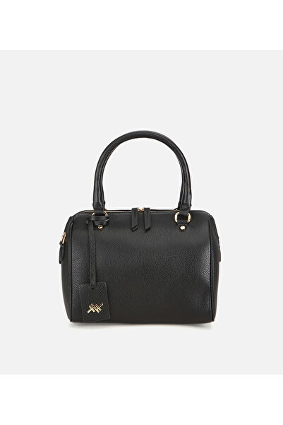 Hotiç Kadın Deri Siyah Fermuarlı Omuz Çantası