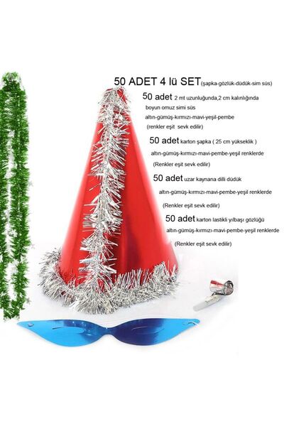 partidolu Set de 4 pălării de carton pentru Anul Nou și petrecere 50 buc