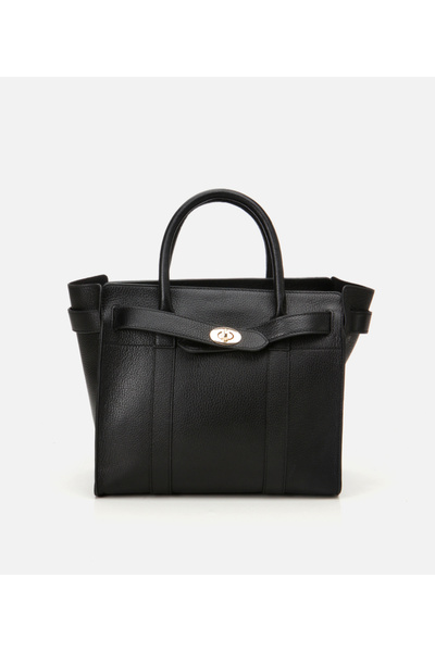 Hotiç Kadın Deri Siyah Kilit Detaylı Omuz Çantası