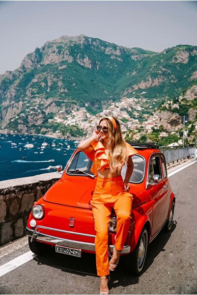 NYMPHA CLOTHING Pantaloni cu Talie Inalta, Portocalii, Artichoke XS