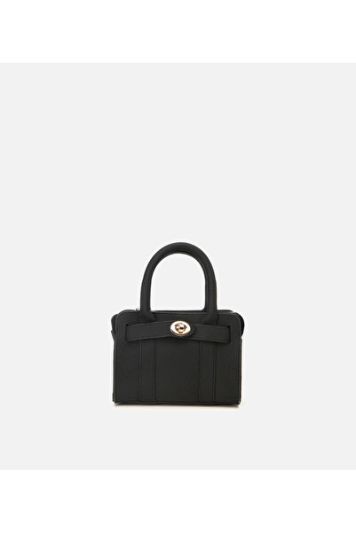 Hotiç Kadın Deri Siyah Kilit Detaylı Mini Çanta