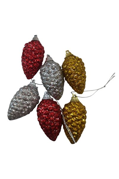 partidolu Mixt Culori Shimmer 6 Buc Ornament pentru Pom de Crăciun 4 cm