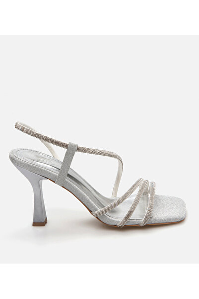 Hotiç Γυναικείο Λαμέ βραδινό φόρεμα με τακούνι σανδάλια